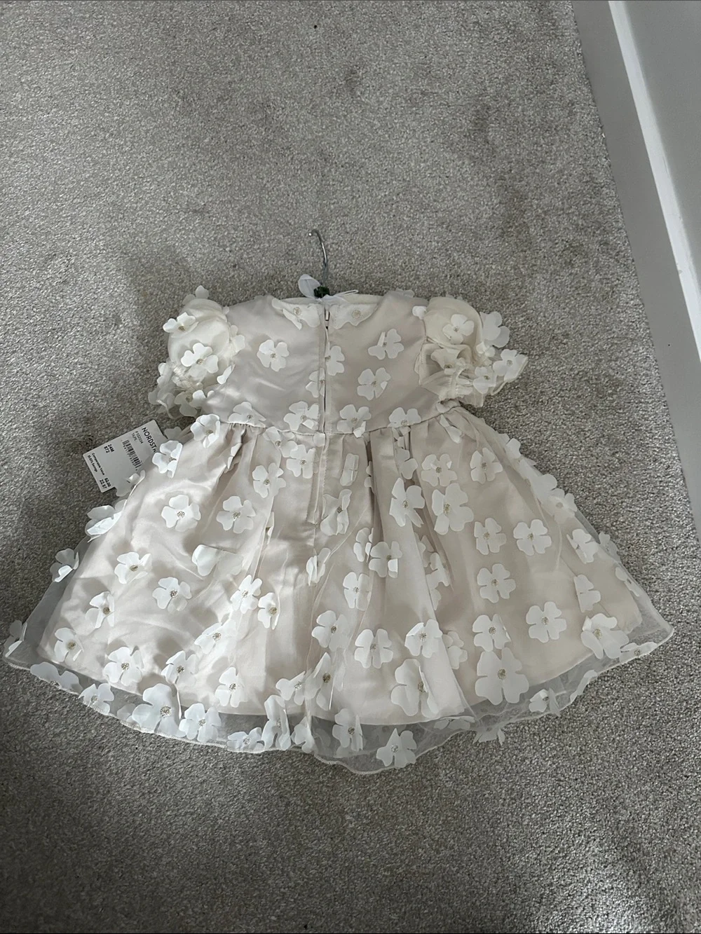 Elegant Cream Floral Tulle Kids Dress